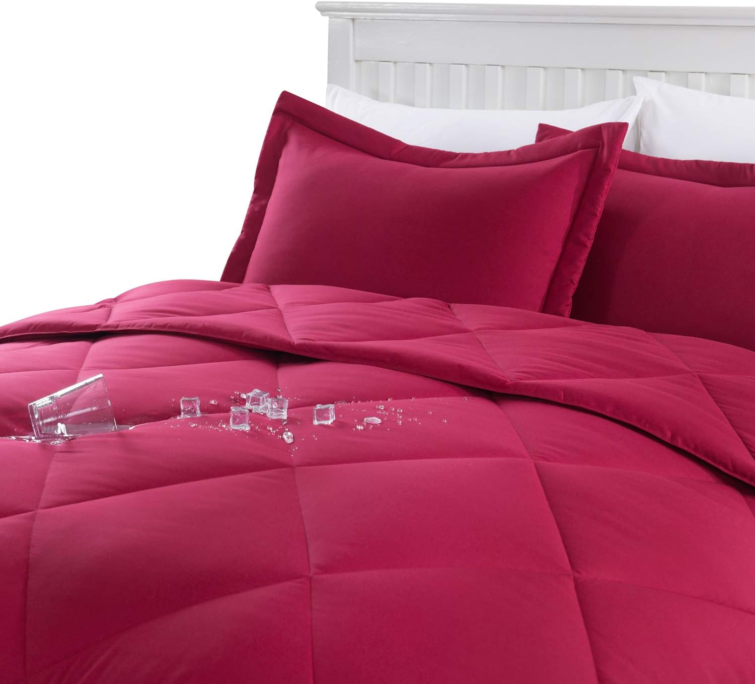 Diamond Stitch Comforter Mini Set, Full/Queen, Red