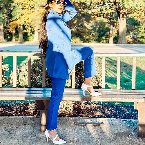 Jenn Ardor Women's White Closed Toe Heels For Women 3 Inch Stilettos Professional D'orsay Pumps Sexy Ankle Strap Pointed Wedding Bride Evening Party Office Ladies Dress Shoes High Heels 7 #TOP1