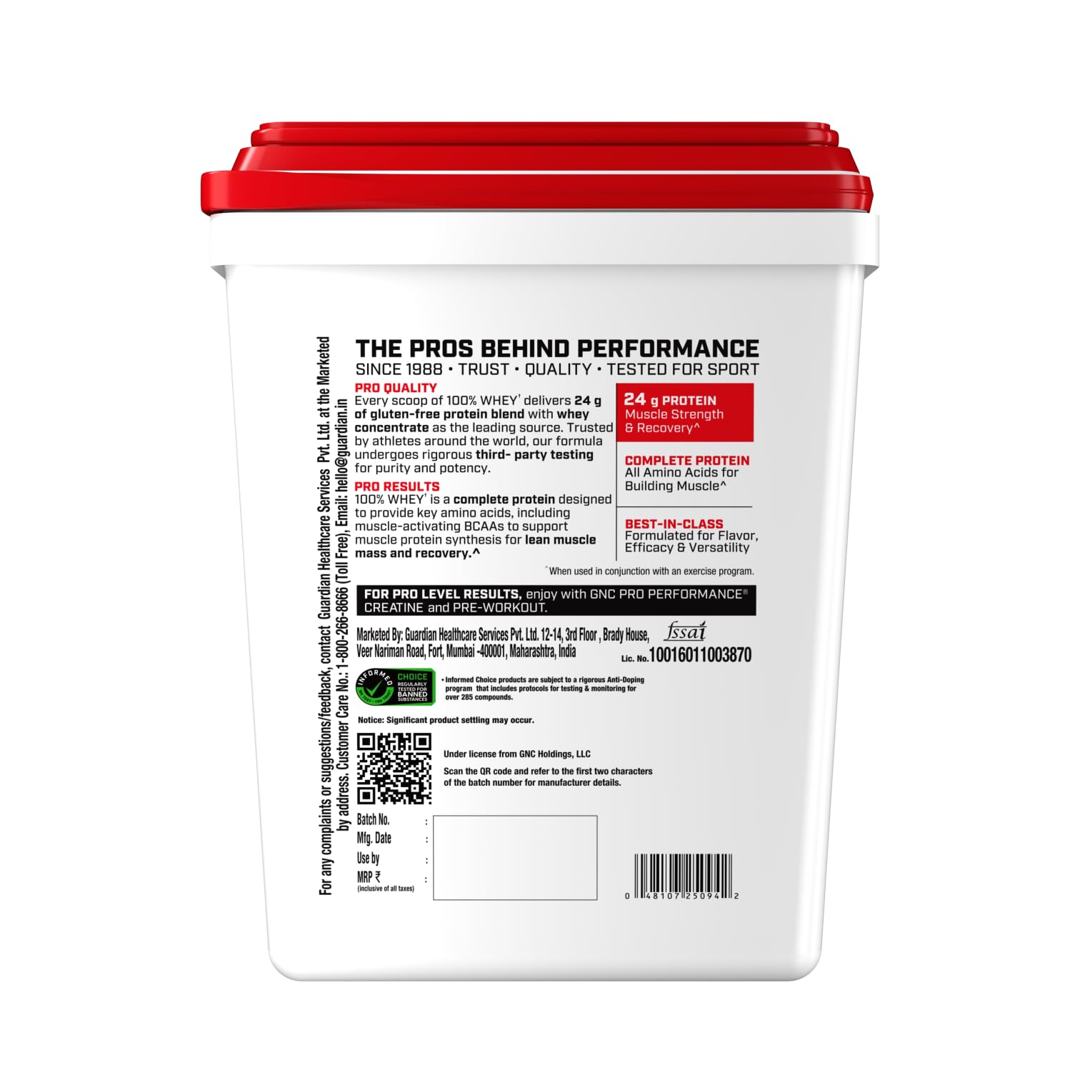GNC Pro Performance 100% Whey Protein | New Formulation | 24g Protein, 5.7g BCAAs, 12.3g EAAs | Added DigeZyme® | Whey Isolate & Concentrate Blend, Low Carb (4.51g), No Added Sugar | Chocolate Fudge, 4kg — Amazon image 8