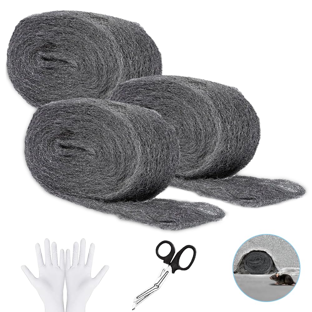 Riisoyu 3x Staalwol Tegen Muizen - 3 Meter | Incl. Handschoenen & Schaar | Ongedierte Werend
