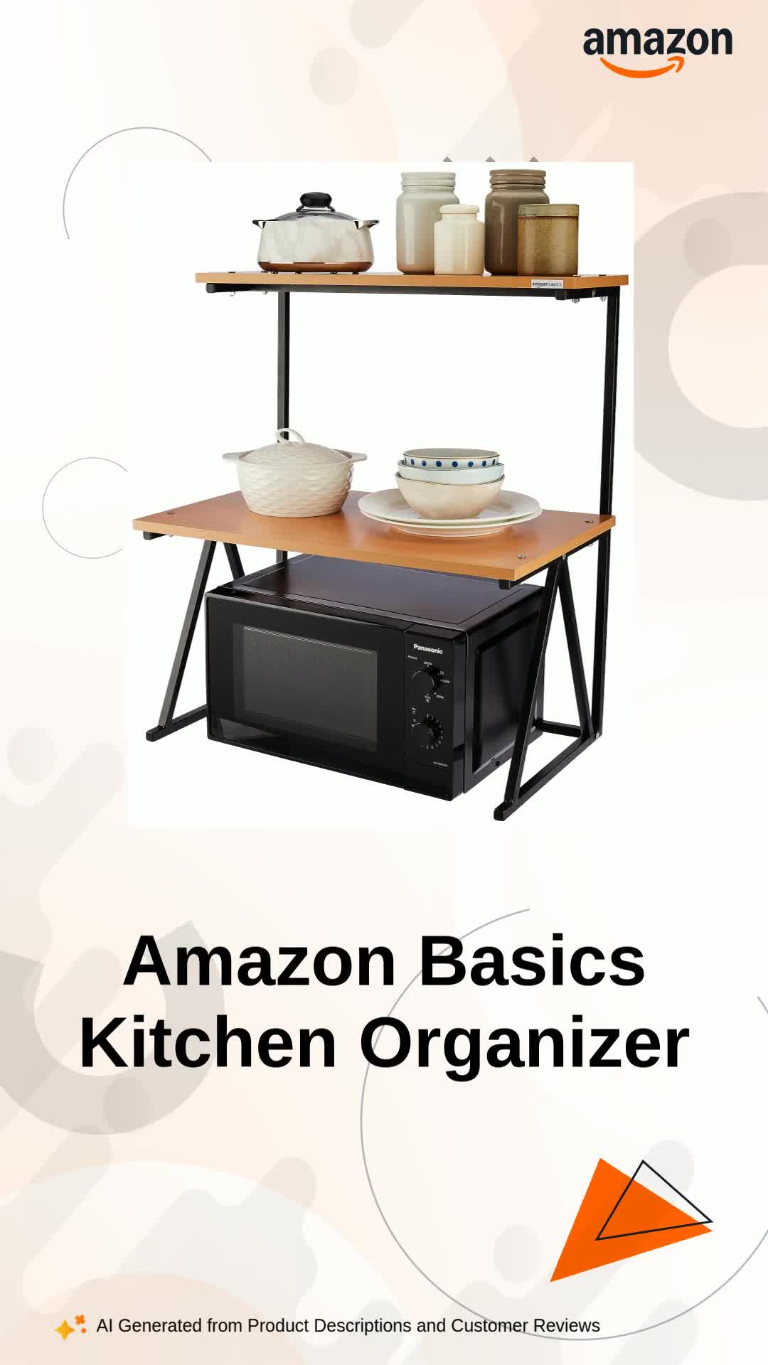 amazon basics Wood and Metal Multi-Purpose Stand for Microwave