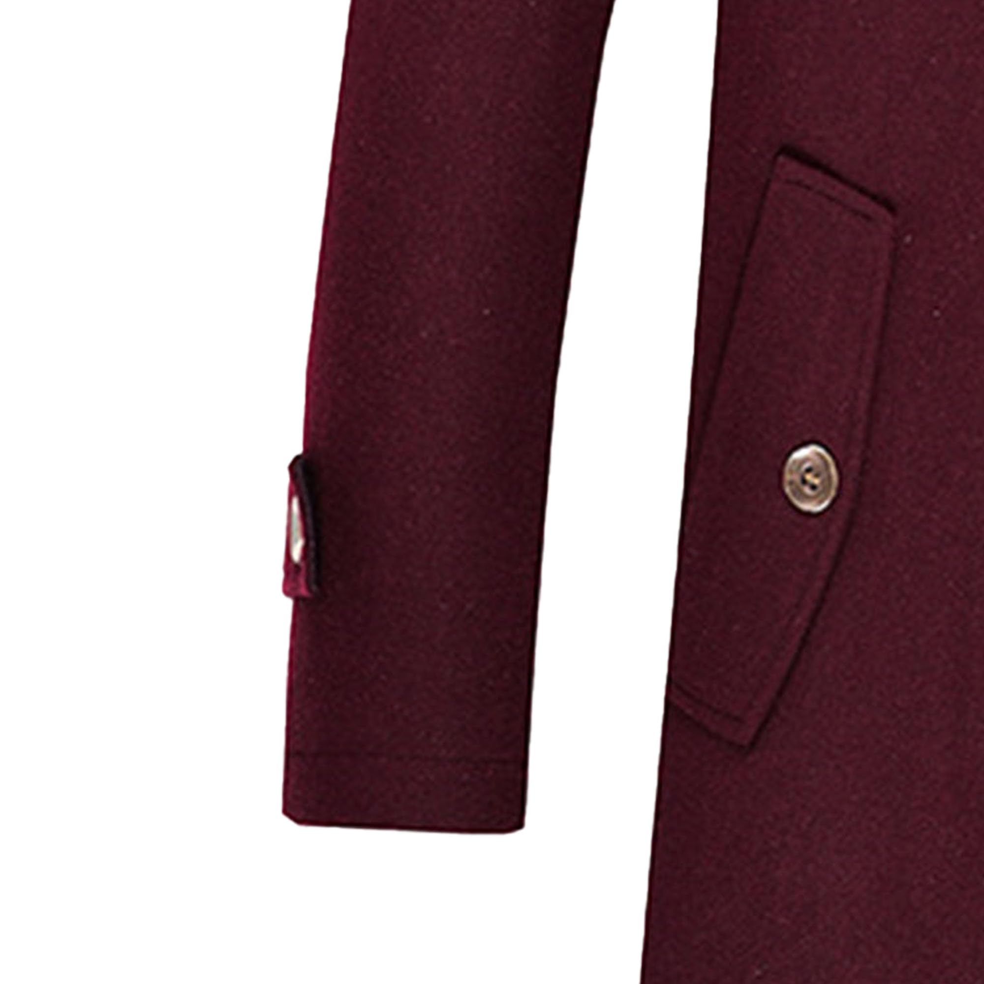 Men's Stylish Scarf Wool Walker Coat Casual Single Breasted Wool Blend Coats Chunky Warm Winter Trench (Red,Medium)