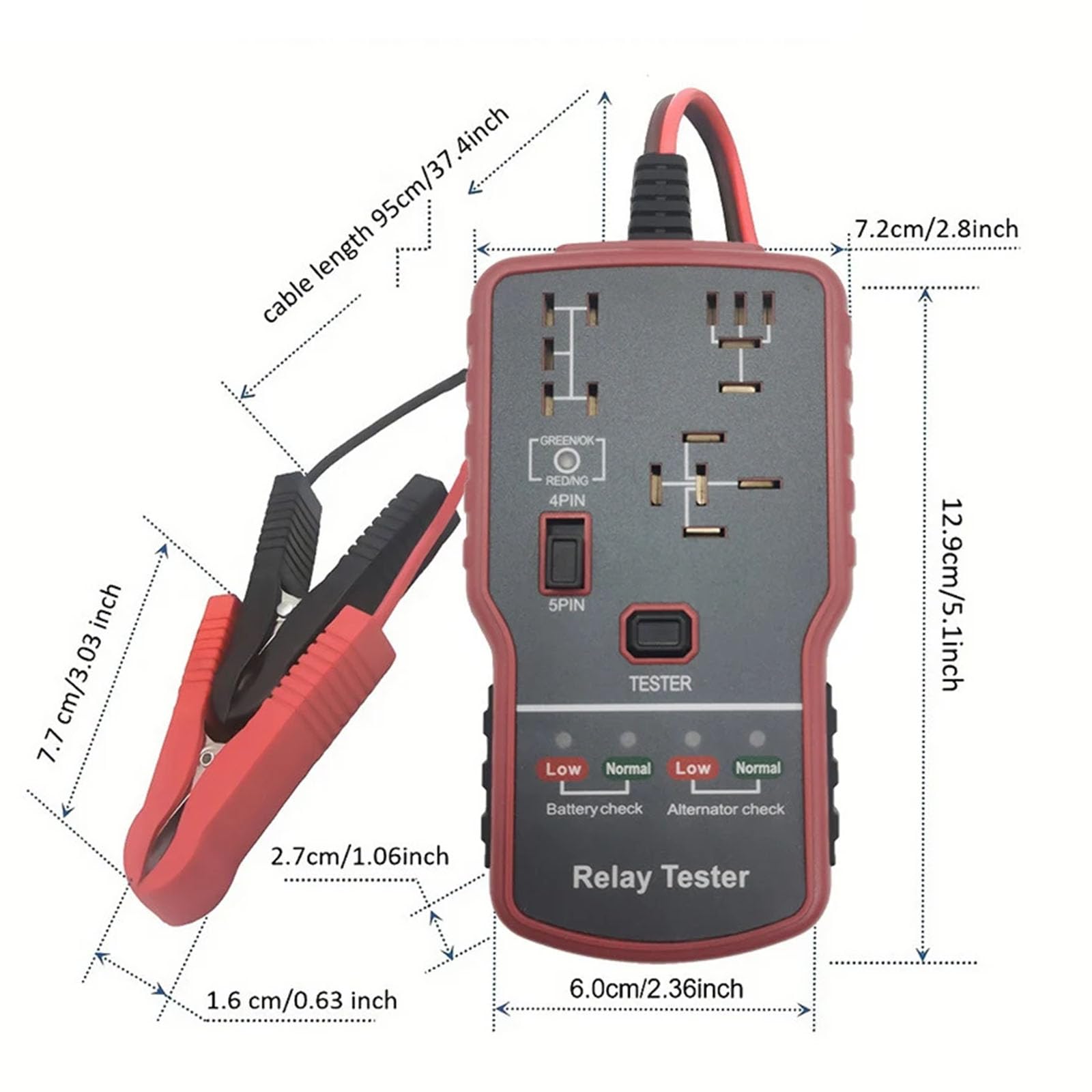 Professional Automotive Relays and Battery Diagnostic Tool Voltages for Quick Fault Detection High Accuracy Tester — view 4