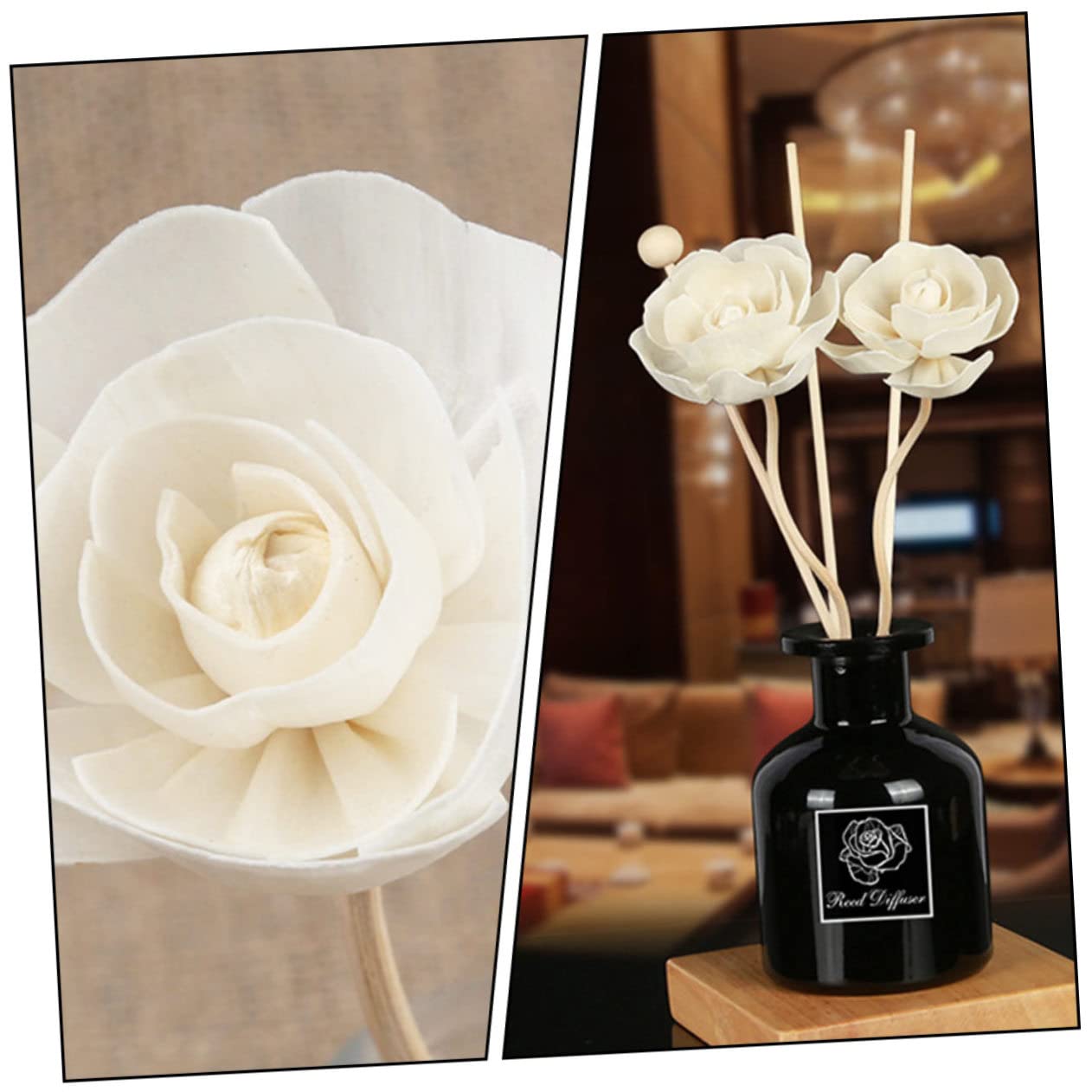YARNOW Diffuseur de Parfum 6 Bâtonnets en Rotin de Fleur, Accessoires D'aromathérapie pour Diffuseur D'huile Essentielle, pour Salle de Bain et Hôtel