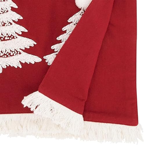 Miniatura 3 de Fennco Styles Wonderland - Camino de mesa navideño con árbol de Navidad, 16 pulgadas de ancho x 72 pulgadas de largo, funda de mesa de algodón rojo