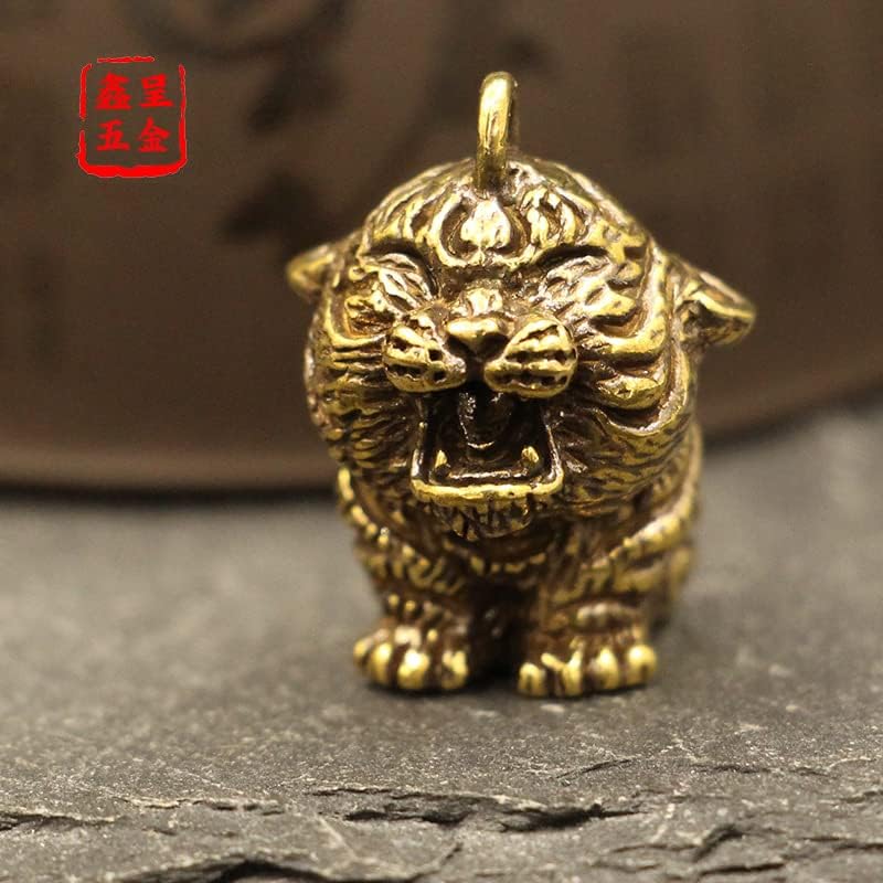 Brass luck mascot pendant Copper exorcism Amulet keychain Small ornaments 纯黄铜小老虎汽车钥匙扣箱包挂饰吊坠挂件手制工艺礼品(B6-1小老虎)