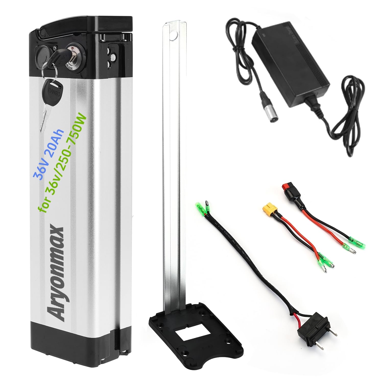 Batería Bicicleta Eléctrica 36V 20AH 15AH, Batería Ebike con Cargador, Puerto Descarga de 4Pin/2Pin y Célula Grado A
