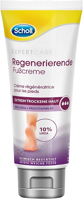 Scholl Expertcare intensywnie regenerujący krem do stóp z 10% mocznikiem, do bardzo suchej i popękanej skóry, z mocznikiem i prowitaminą B5, tolerancja skórna, testowany dermatologicznie, 75 ml