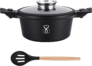 Stone&Stone 28 cm Professional Cooking Pot Extremely Non-stick with German Technology Steel Bottom Casserole Pan Pasta Cookware Also for Gas/Oven and Healthy Induction PFOA Free