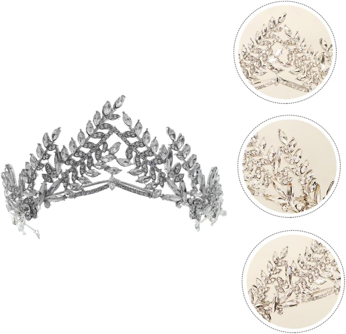 Baroque Rhinestone Olive Branch Crown for Women 1 Piece Hair Accessory Color-Fast Elegant Headpiece for Weddings and Special Occasions