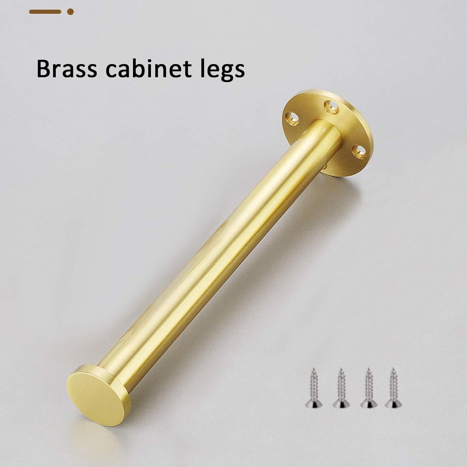 Adjustable Cylindrical Solid Brushed Brass Furniture Legs,Metal Sofa Legs,Nightstand/TV Cabinet/Bathroom Cabinet/Coffee Table Legs,Load 500kg,with Screws,Set of 4 (11cm/4.3in)