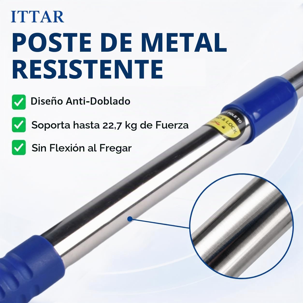 ITTAR Limpiacristales, escobilla giratoria y Estropajo de Microfibra con Poste Extensible de Acero Inoxidable de 3 Secciones, Herramienta de Limpieza de Ventanas con 2 Almohadillas de Microfibra para