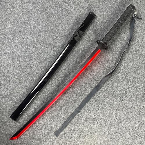 HJHUUA Sabre Laser 100 cm,Katana en Bois,Bokken Fait Main avec Bande Lumineuse,Katana en Bambou pour entraînement de Kendo,Cosplay,fête,Cadeau (Noir,Blanc)