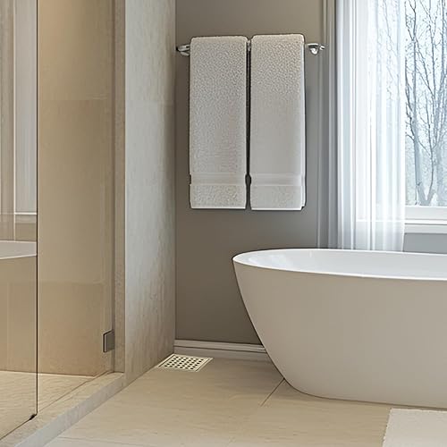 Miniatura 7 de YANCASENO Drenaje cuadrado de 4 pulgadas con brida, rejilla de patrón cuadrado extraíble, acero inoxidable SUS 304 de grado alimenticio, oro