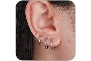 4 Pair Small Hoop Earrings Set for Women
