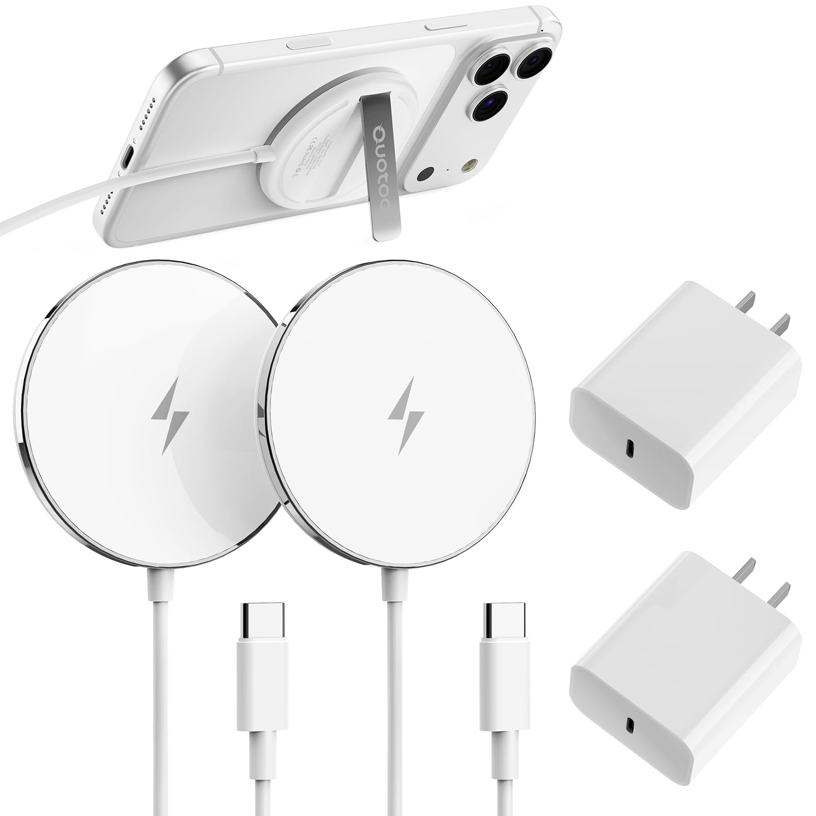 2025 Apple 2 Pack 15W Mag-Safe Charger 5FT Magnetic Wireless Charger with 20W Fast Charging Block Compatible with iPhone17/16/15/14/13/12 Series &