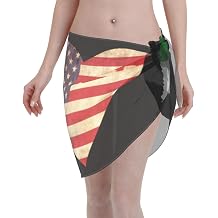 CUTEDWARF Sierra Leone Flag and American Flag Women Short Wrap Skirt Sexy Bikini Dress Beach Apron Swimsuit Shawl Sarongs Black