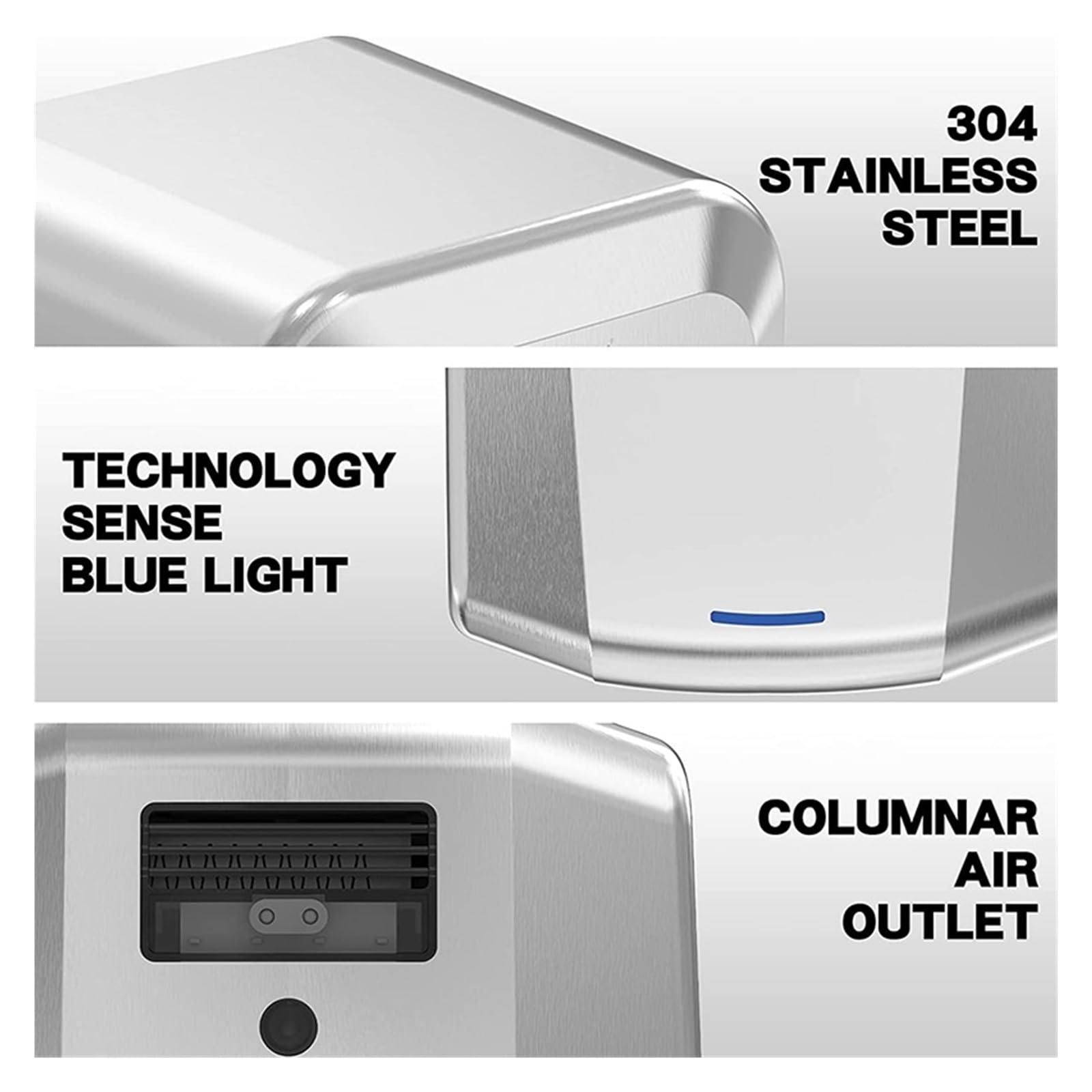 Automatyczna suszarka do rąk z filtrem HEPA 304SS Jet, szybki gorący zimny wiatr do komercyjnej, łazienkowej indukcyjnej suszarki do rąk(Hand dryer2)