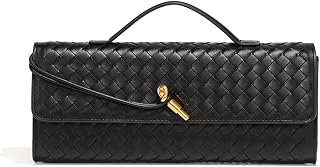 Handmade Woven Evening Bag for Women Casual Clutch Purse Leather Shoulder Handbag Fashion Crossbody Bag