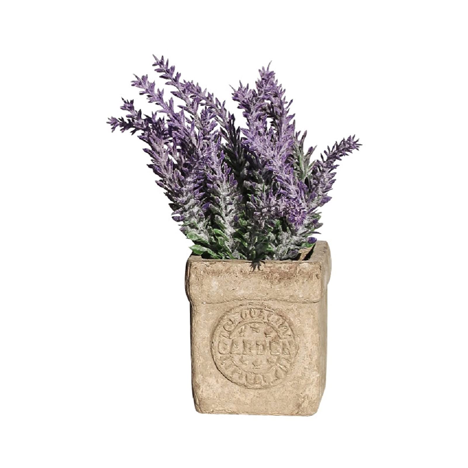 Pot de fleurs avec lavande artificielle violette et pot carré