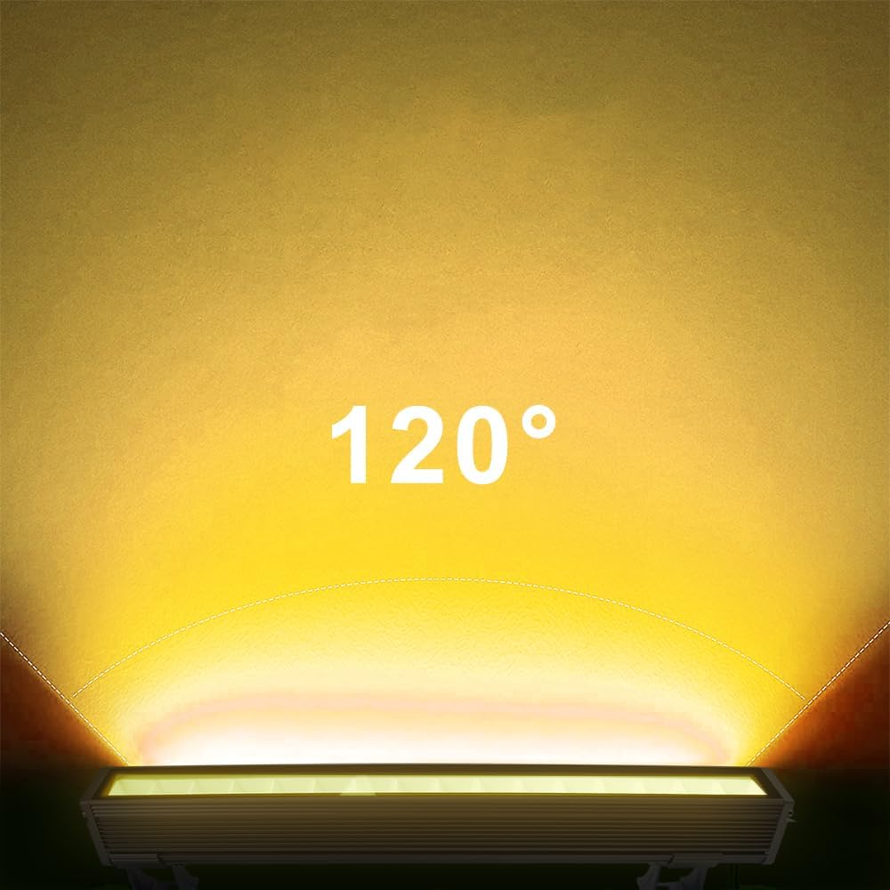 Warm White Wall Washer Light 17 Inch 2 Pack, 3000K Patio Flood Light 48W, IP66 Outdoor Bar Light for Landscape, Church, Yard, Garden, Building