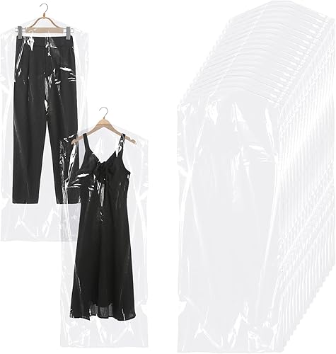 Framendino, Paquete de 20 bolsas de plástico de limpieza en seco de 23.63 x 60 pulgadas, fundas de ropa desechables para colgar