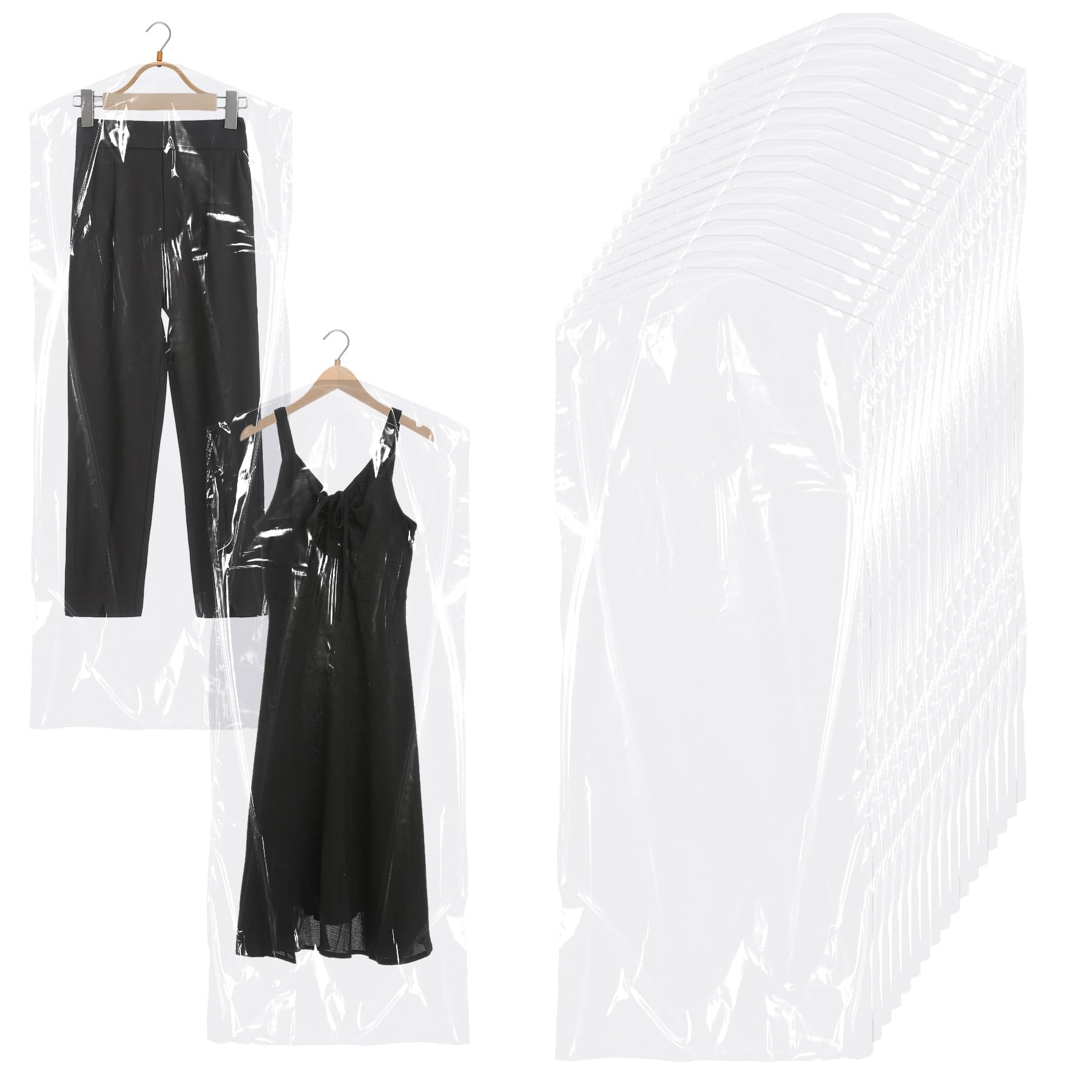 Framendino 20 Pack 23 63 X 60 Dry Cleaning Plastic Bags Disposable Clothes Cover for Hanging