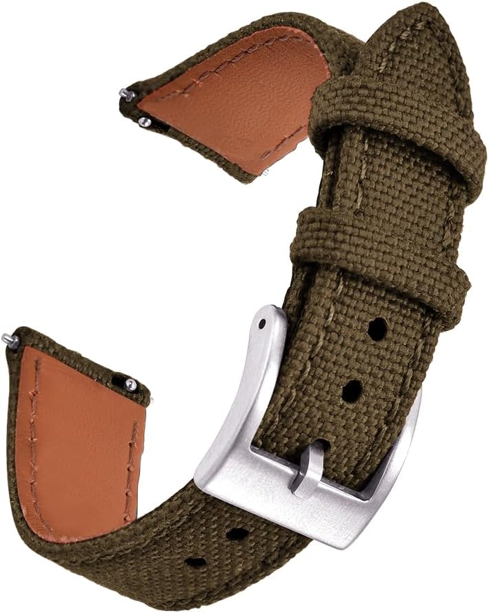 Premium Soft Hybrid (Leather and Sailcloth) Watch Bands for Men Women,18mm 20mm 22mm Multiple Sizes Quick Release Replacement Watch Straps