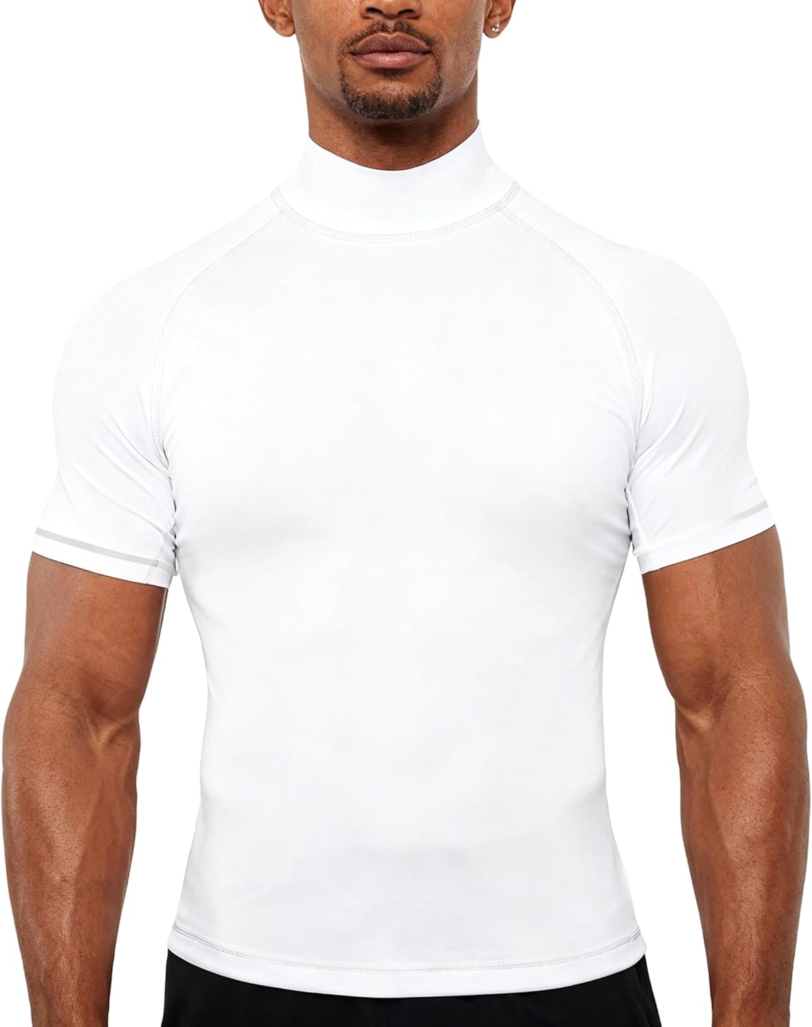 Red Plume Men's Compression Mock Turtleneck Short Sleeve Shirts High Neck Quickly Dry Workout Tops Athletic Running Cycling - Image 5