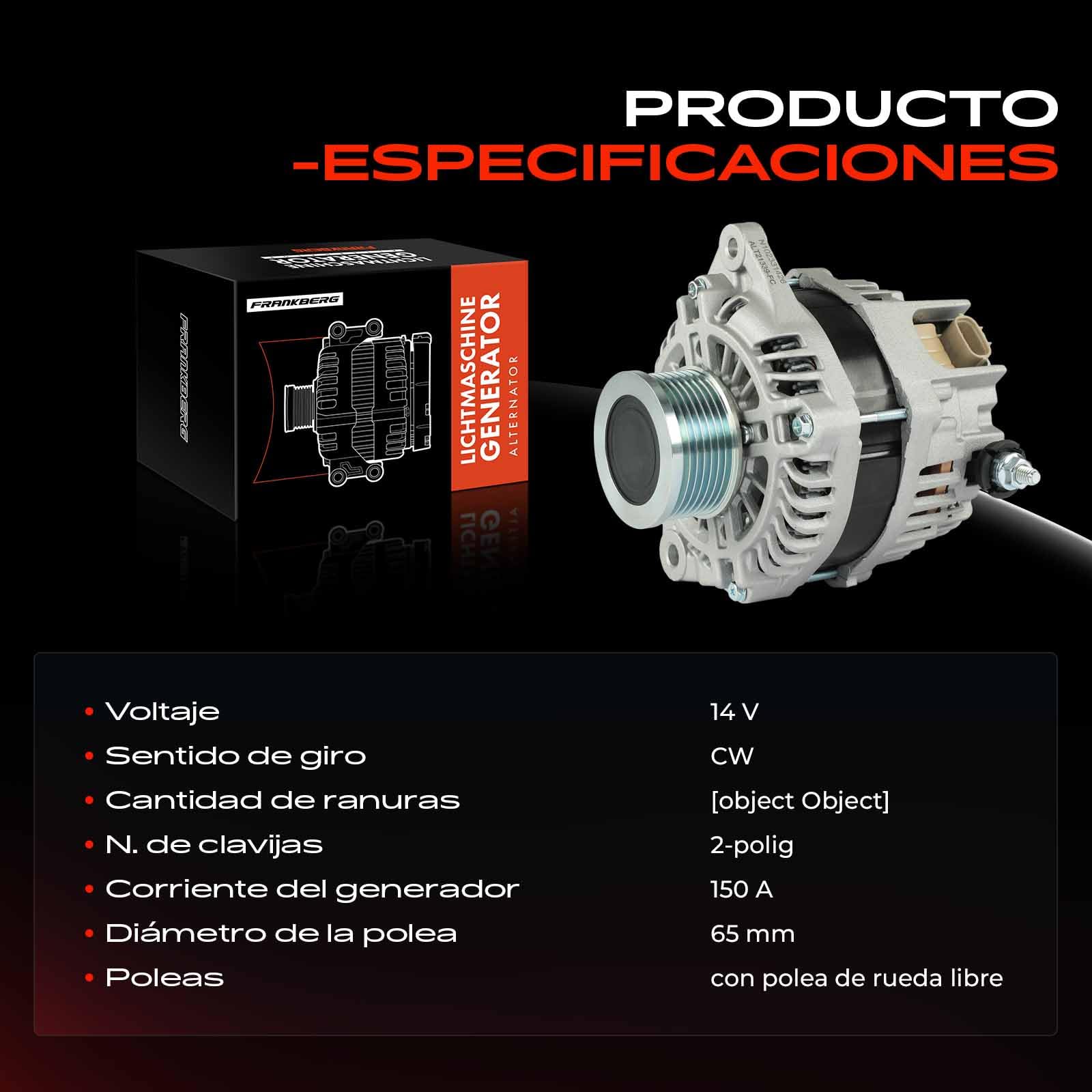 Frankberg Generador alternador 150A de 2 polos A002TX1781