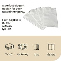 Vista 5 de Servilleta de cena premium de 2 capas 1/8 de pliegue (paquete de 600 unidades) 15 x 17 pulgadas