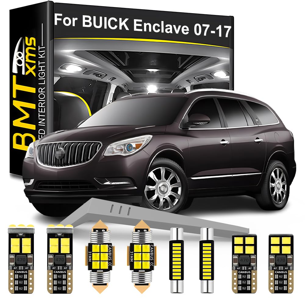 BMT xms 19 Pieces LED Interior Light Kit Replacement for BUICK Enclave 2007-2017 6000K Cool White Bulbs