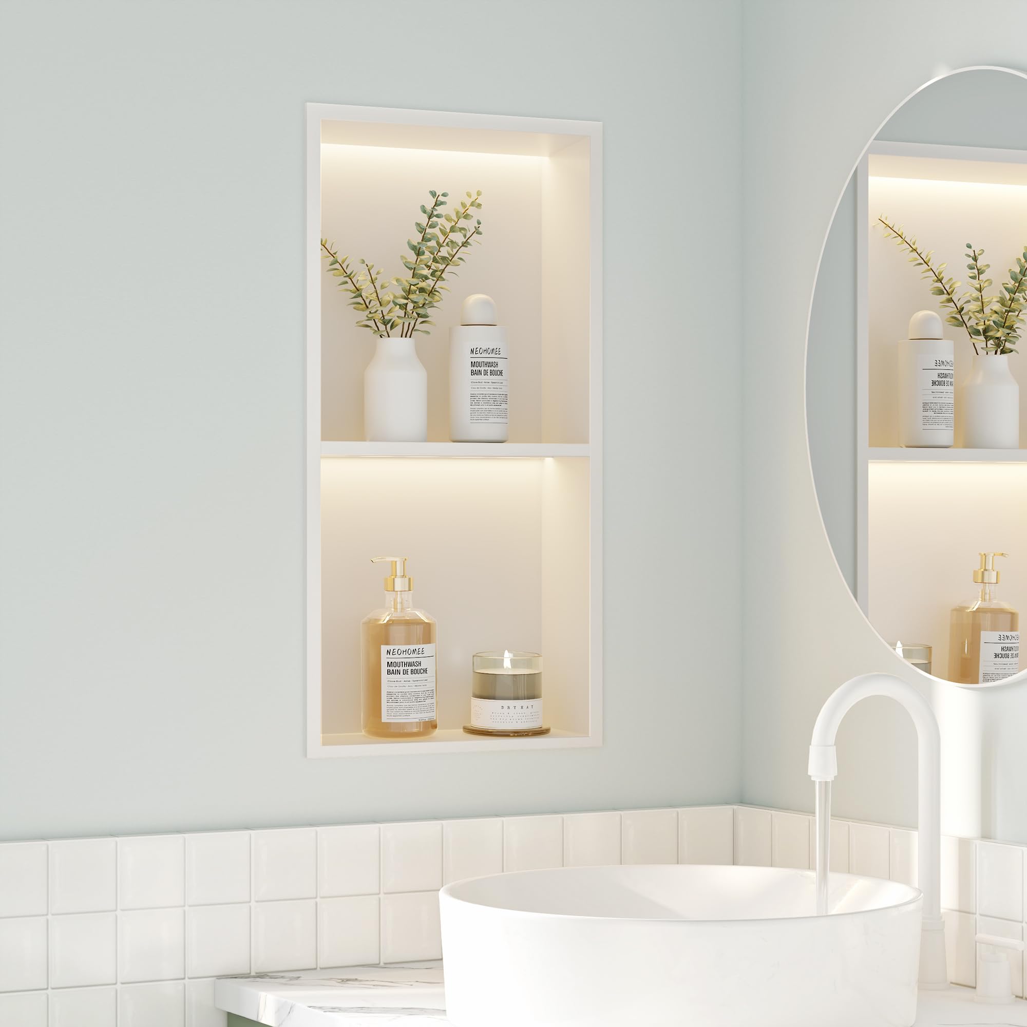 Amazon.com: Neohomee 2-Tiers 12x24 Wall Niche with LED Light