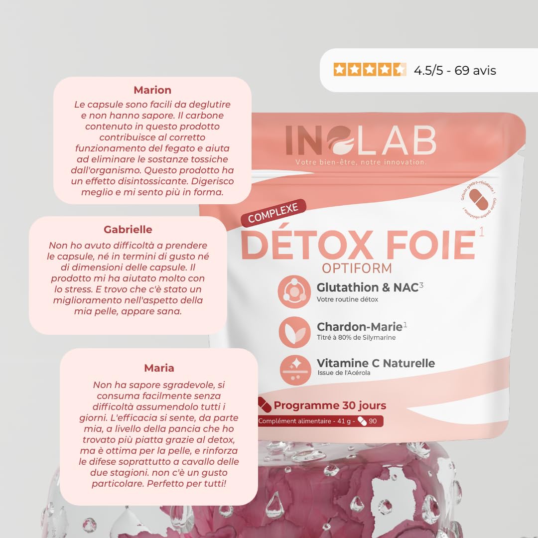GLUTATIONE gastroresistente + NAC + Cardo Mariano + Acerola | Immunità Antiossidante Anti-invecchiamento | INOLAB Laboratorio