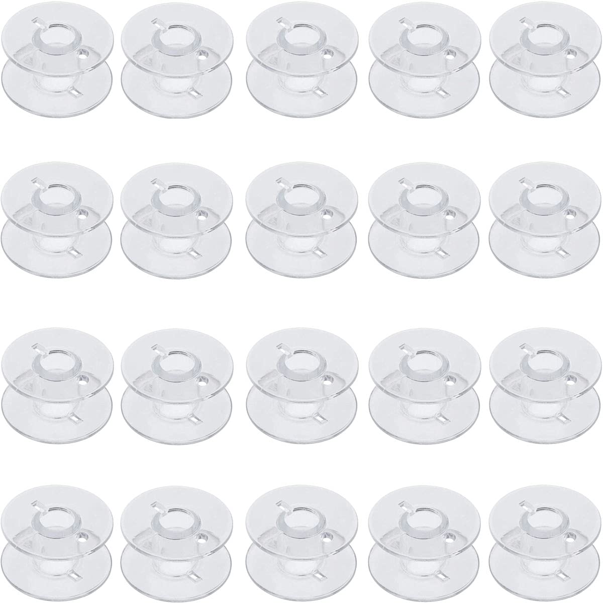 20 X Clear Plastic Bobbins for Domestic Sewing Machines ® - Spools Winder Universal Compatibility for Brother Janome Singer Toyota Pfaff Bernina
