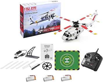 WL K270 UH-60L Blackk Hawkk RC Helicopter, 170-Class 2.4G 4CH 4-Rotor Flybarless Remote Control Helicopter with Optical Flow Positioning/Barometric Altitude, Gift -RTF