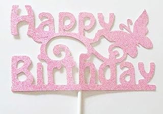 Ręcznie robione 1 liczba brokatowych dekoracji ciast - Happy Birthday Pink