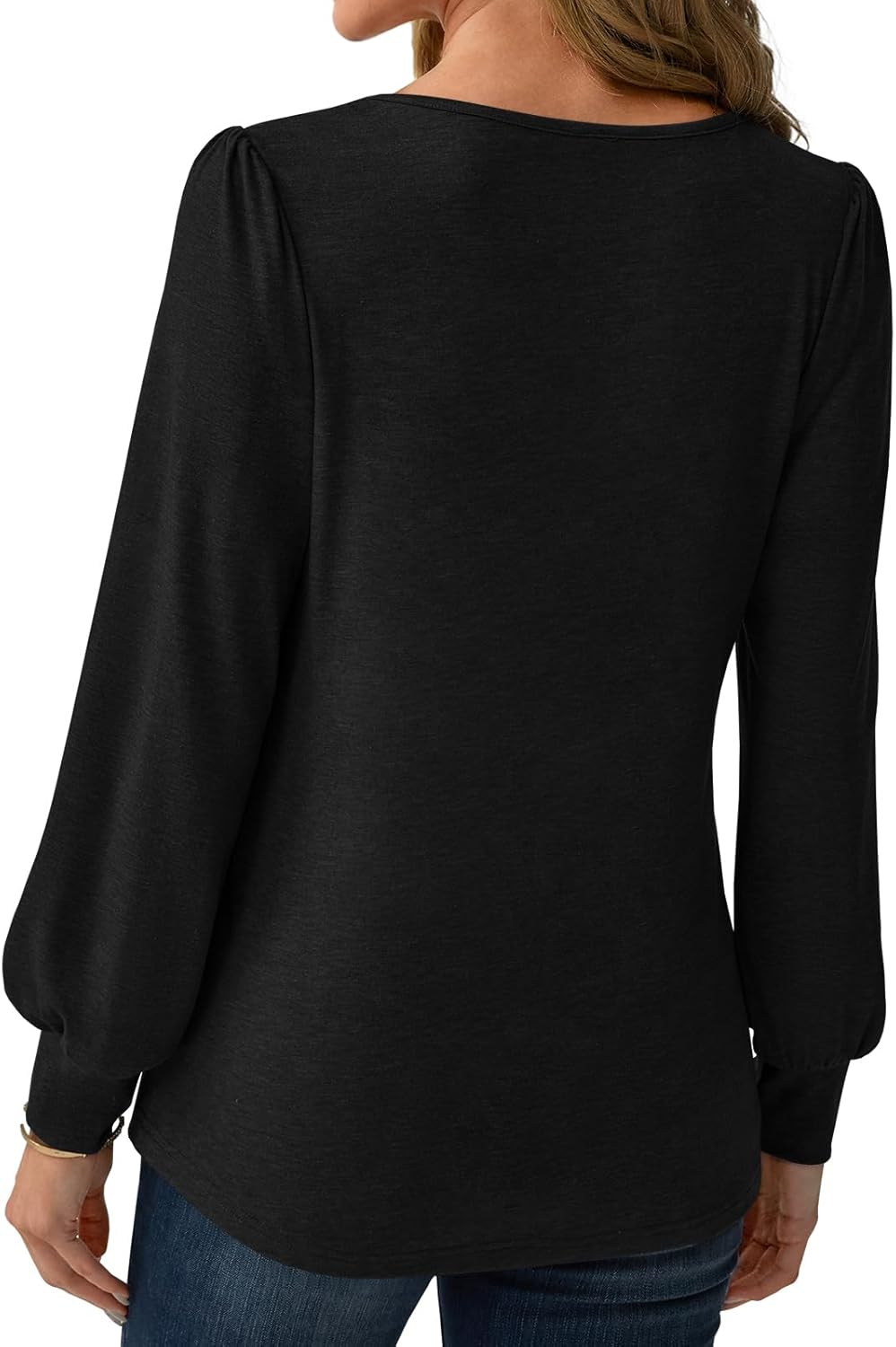 Womens Long Sleeve Tops Dressy Business Casual Blouses Basic Loose Fit V Neck Work Shirt 2025 Fall Clothes Outfits - Image 4