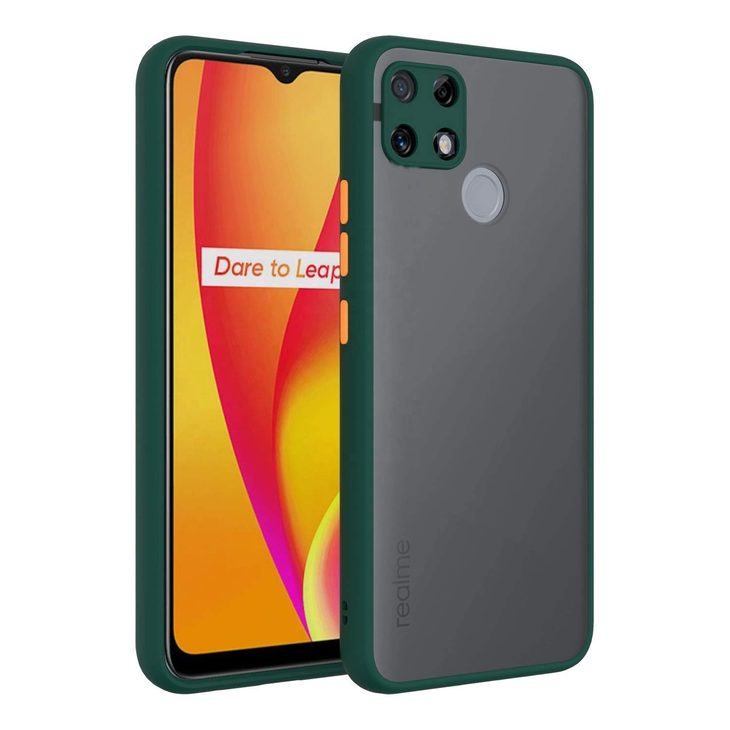 Navnika® Camera Protection Back Case for Realme Narzo 30A, Hard PC Shockproof Smoke Cover Green