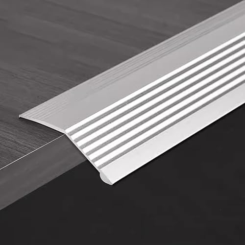 MPOWRX Tira de transición de piso de metal a pisos de madera, tiras de unión antideslizantes para cubrir huecos de umbral, tira de borde de alfombra