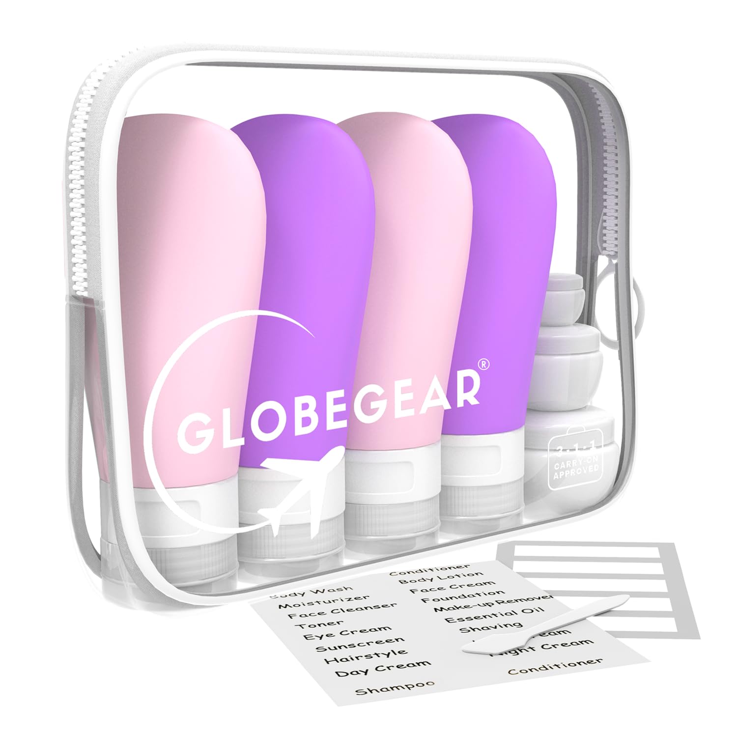 GLOBEGEAR TSA Approved Silicone Travel Bottles Leak Proof Containers for Toiletries with TSA Liquids Bag