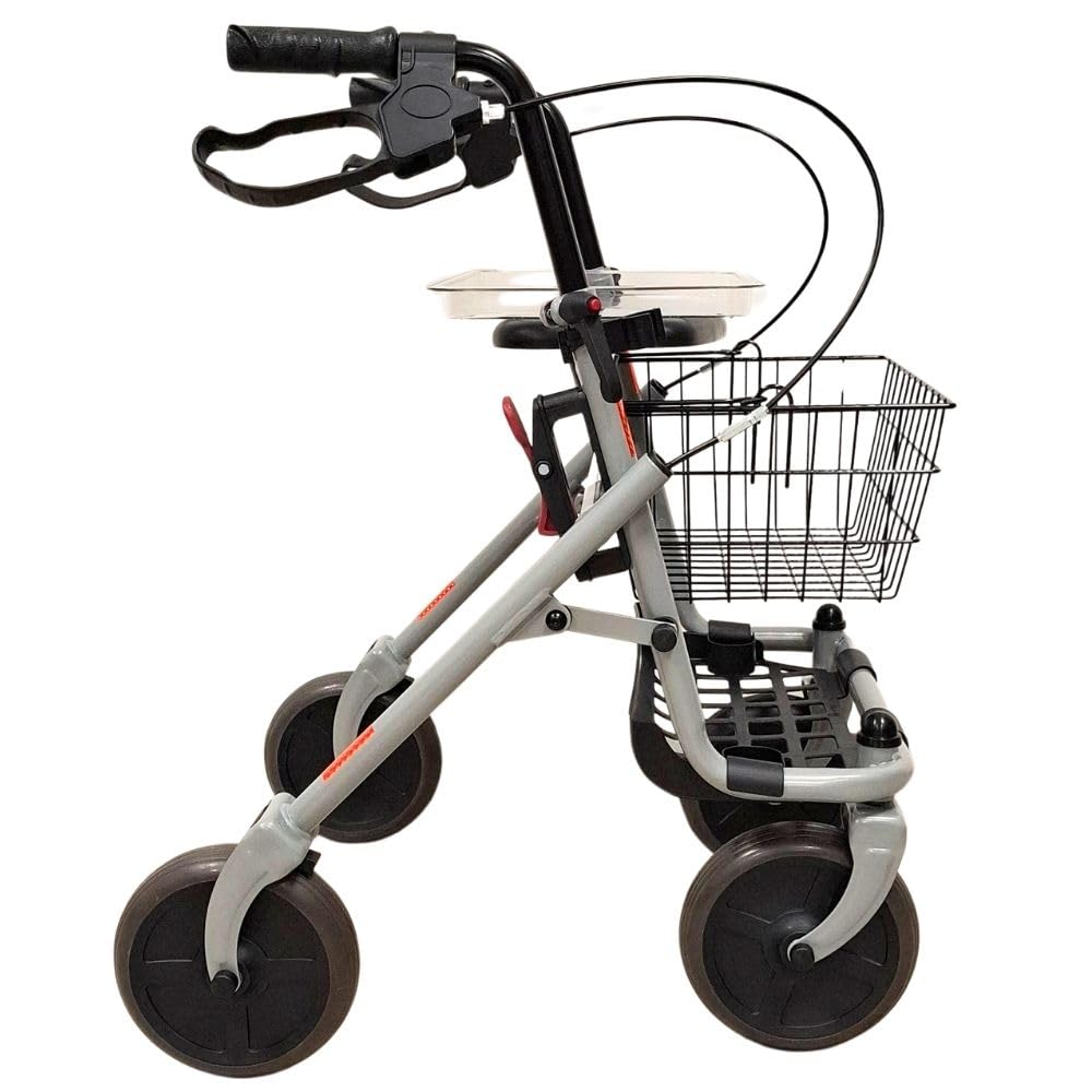 TERMIGEA Deambulatore, Rollator Pieghevole Per Anziani, Disabili E Malati, Sedile In Plastica Con Vassoio, Cestino Portaoggetti, Porta Bastone