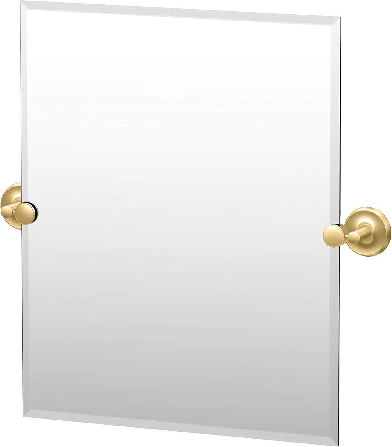 24" x 24.5" Frameless Beveled Rectangular Mirror with Brass Mount