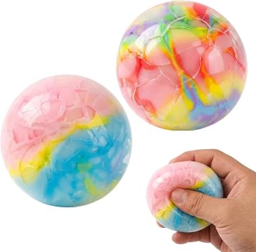 suction 2 PCS Wax Cracking Squishy, Hand made Crunchy Squishy Balls in Rainbow and 3 Macaron Colors, Perfect for Squishy Aficionados Seeking Unique Textures