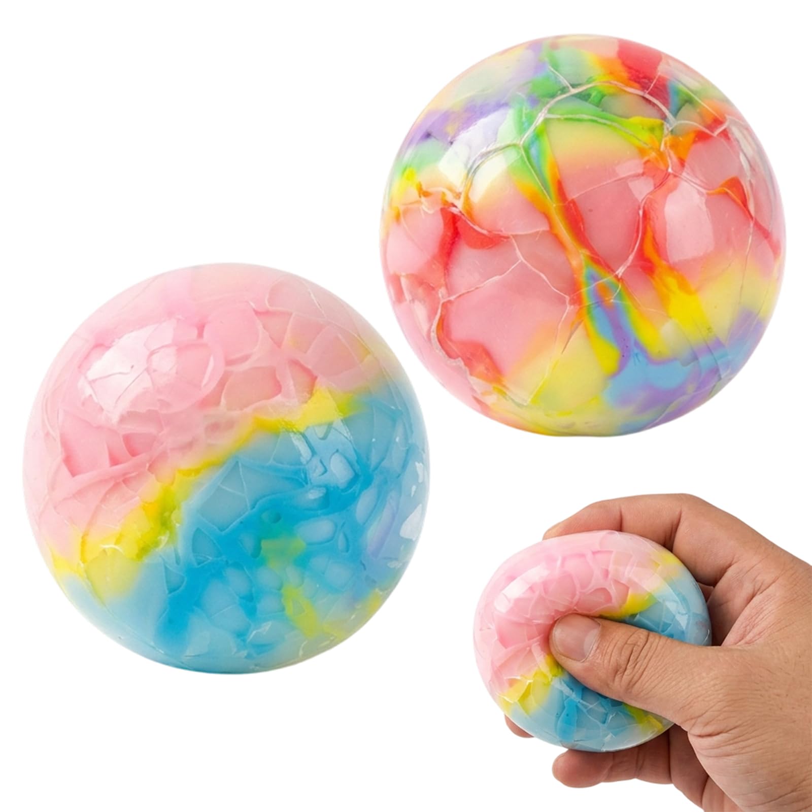 suction 2 PCS Wax Cracking Squishy, Hand made Crunchy Squishy Balls in Rainbow and 3 Macaron Colors, Perfect for Squishy Aficionados Seeking Unique Textures