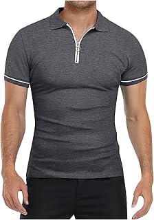 HUNUBU Tshirts Shirts for Men, Funny Plus Size Cool Work Spring Tops Mens Short Sleeve Thin Fit V NEC Blouse Plain Button-Down Shirt Mens Dark Gray