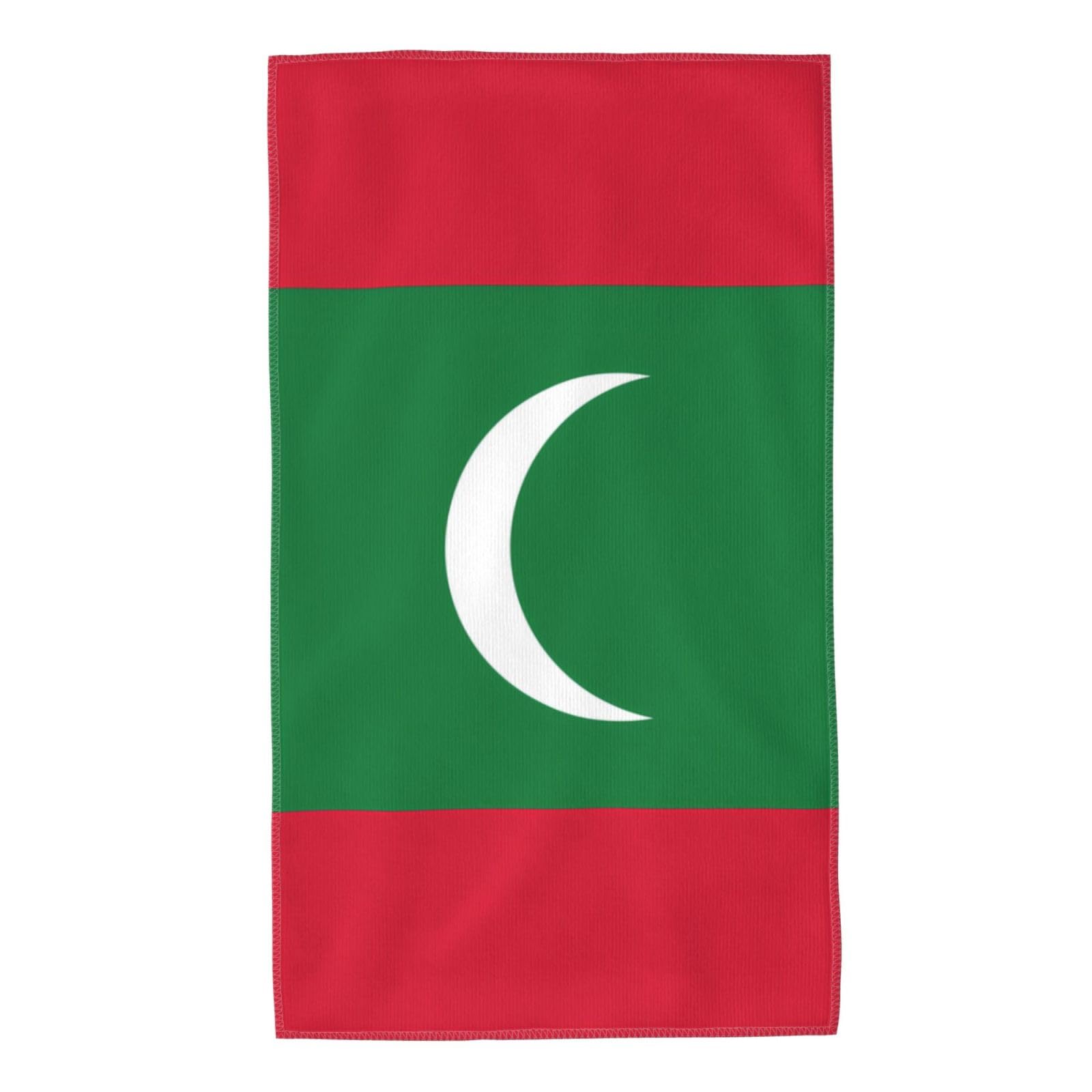 HLBSDM Flag of Maldives Printed Towel Towels 27.5x16in Skin Friendly Absorbent Fluffy and Soft for Bathroom Beach Outdoors