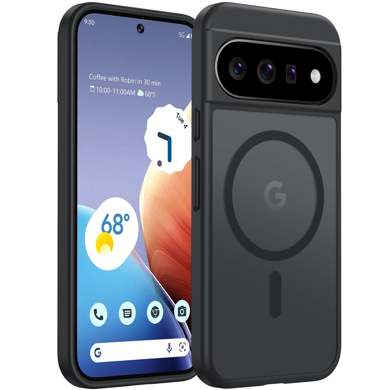 TAURI Cover Magnetica per Google Pixel 11 Pro XL,Nero Opaco | Compatibile con MagSafe,Magnetica Custodia per Sottile Anticaduta