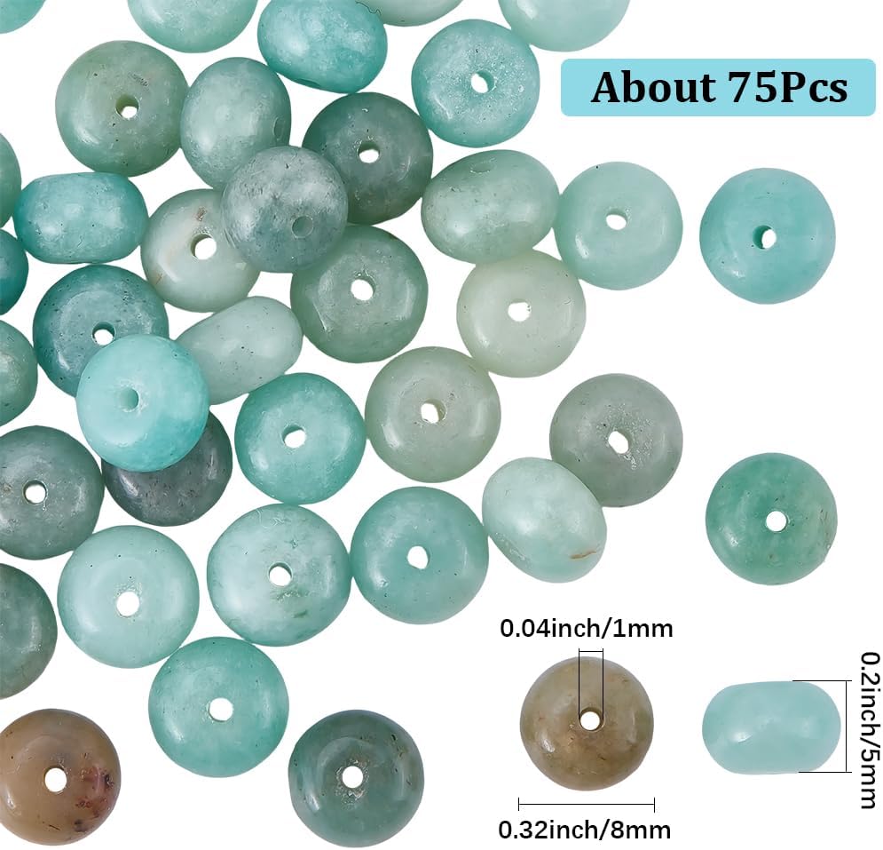 SUNNYCLUE 1 Box About 75Pcs 8mm Natural Stone Heishi Beads Disc Stone Beads Bulk Amazonite Colorful Abacus Flat Gemstones Disk Loose Spacers for Jewelry Making Bracelets Necklaces DIY Craft Supplies - Image 2