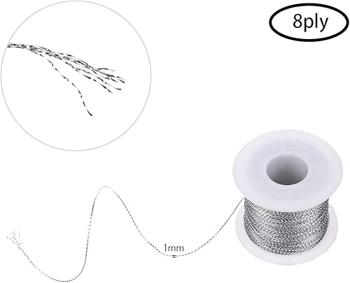 Miniatura 10 de 2 carretes de hilo metálico de 656 pies, hilo de joyería dorado, cuerda de oropel para hacer manualidades